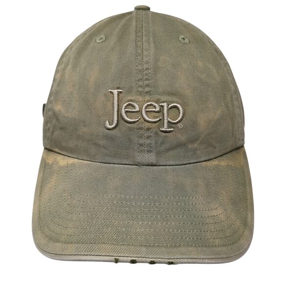 Jeep Slideback Hat Green One Size Adjustable Embroidered Vent Holes - Picture 1 of 10